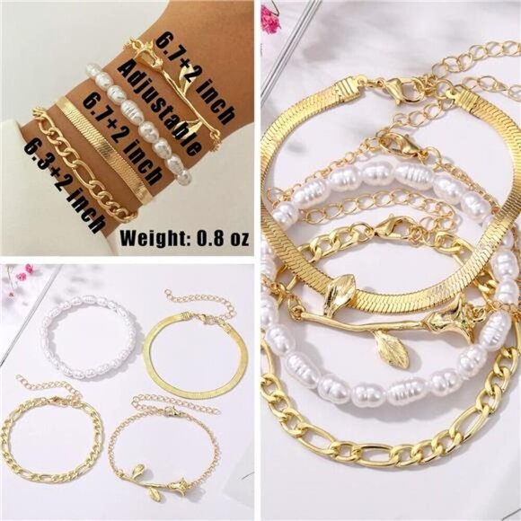 (22 PCS) Boho Gold Chain Bracelets Set for Women, 14K Gold Plated Set for women - Picture 5 of 5